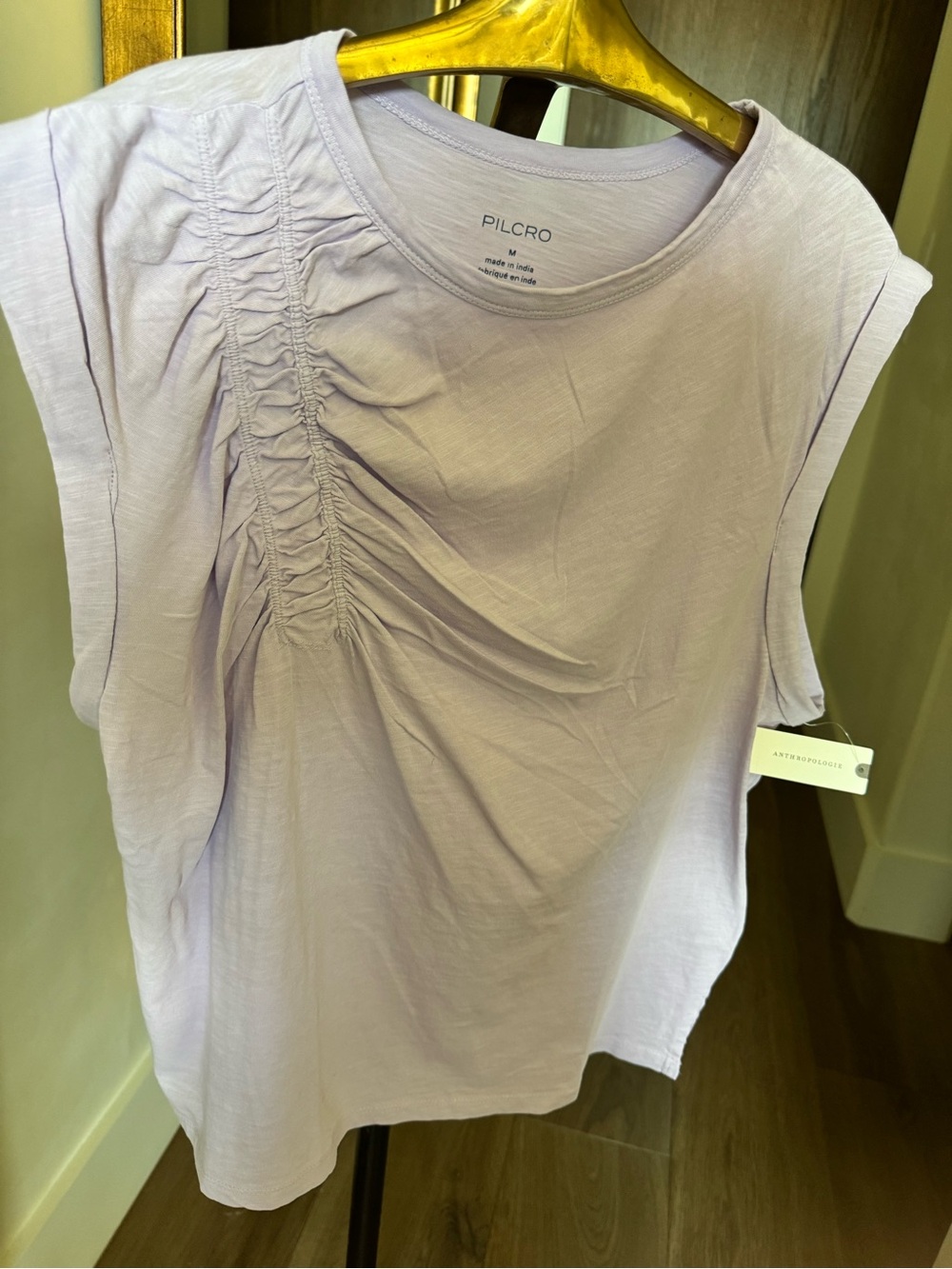 Pilcro Light Lavender Ruched-Side Sleeveless Tank